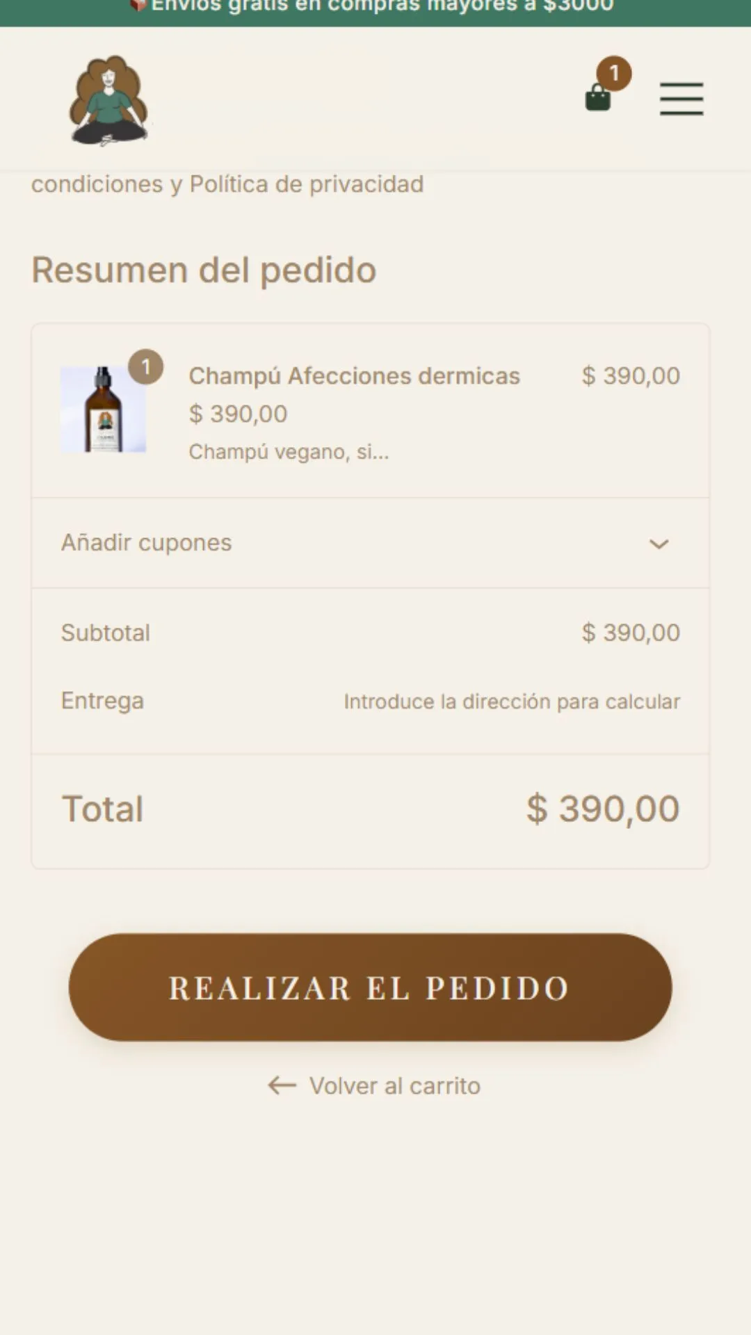 Finalizar compra de Hija de la Tierra en móvil