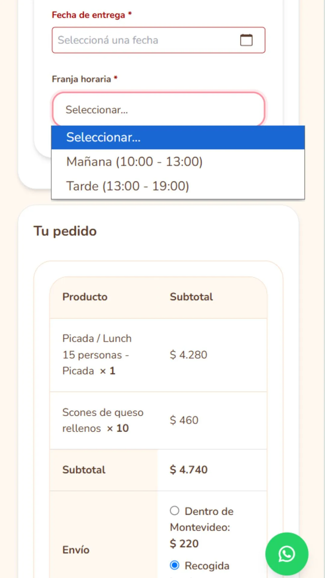 Finalizar compra personalizado de Pochita en móvil