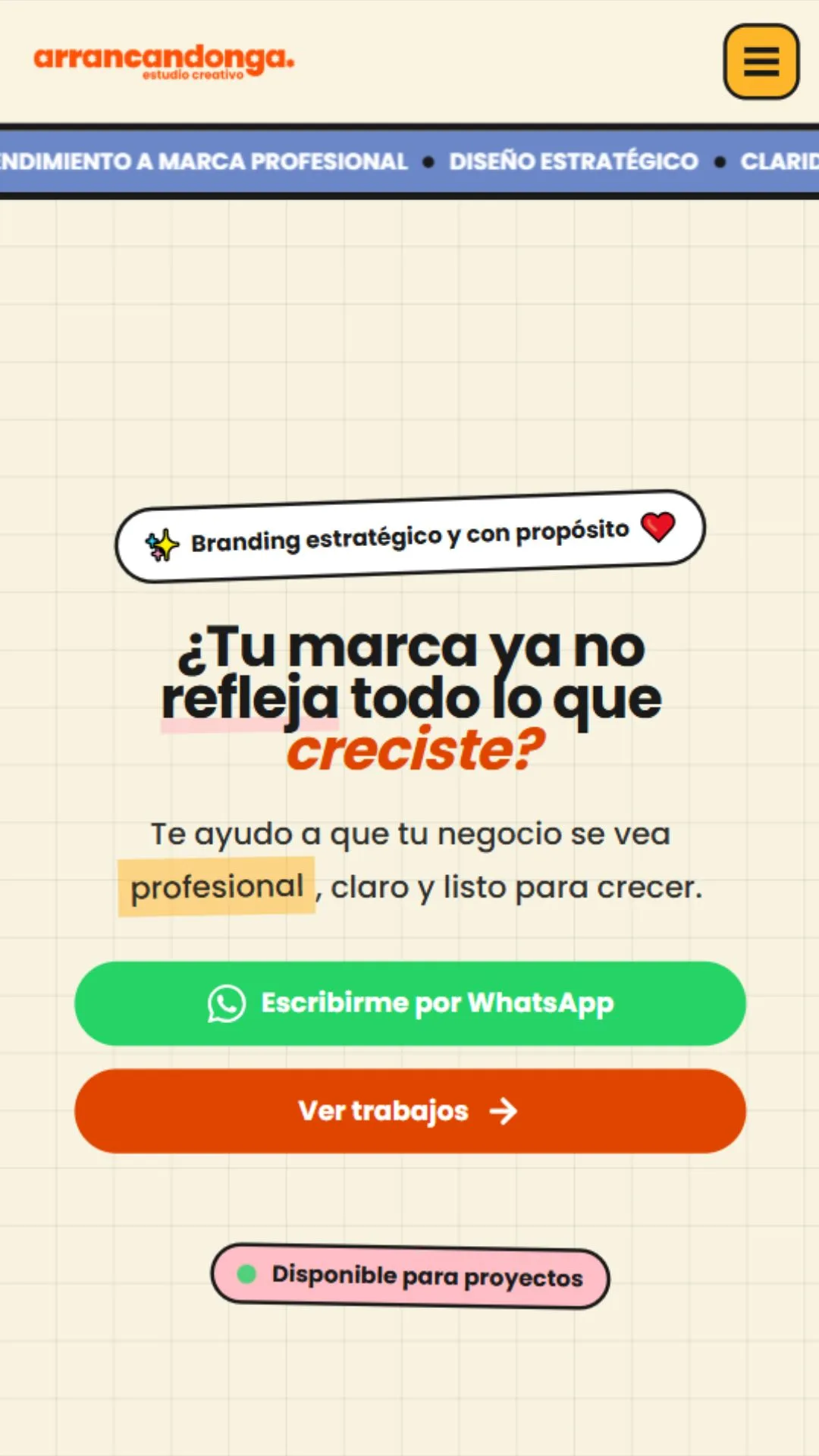Home de Arrancandonga en móvil, diseño web responsive