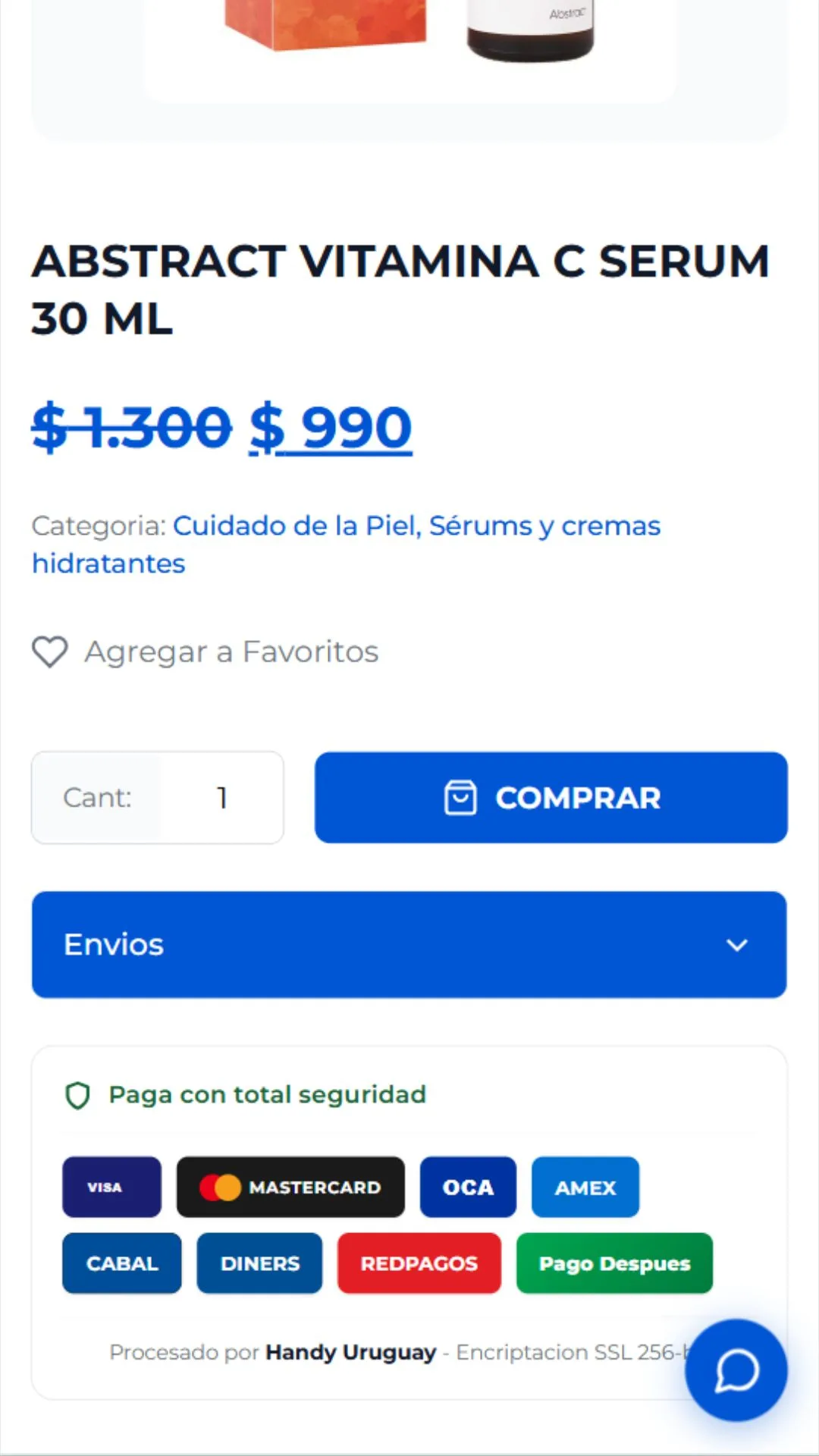 Página de producto de Farmacia Iguines adaptada a móvil