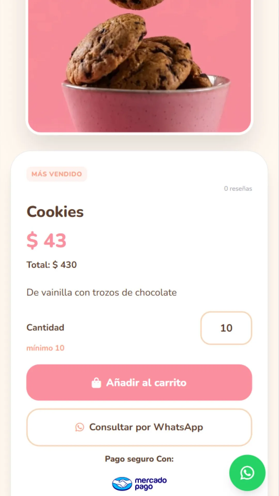Página de producto de Pochita adaptada a pantallas chicas