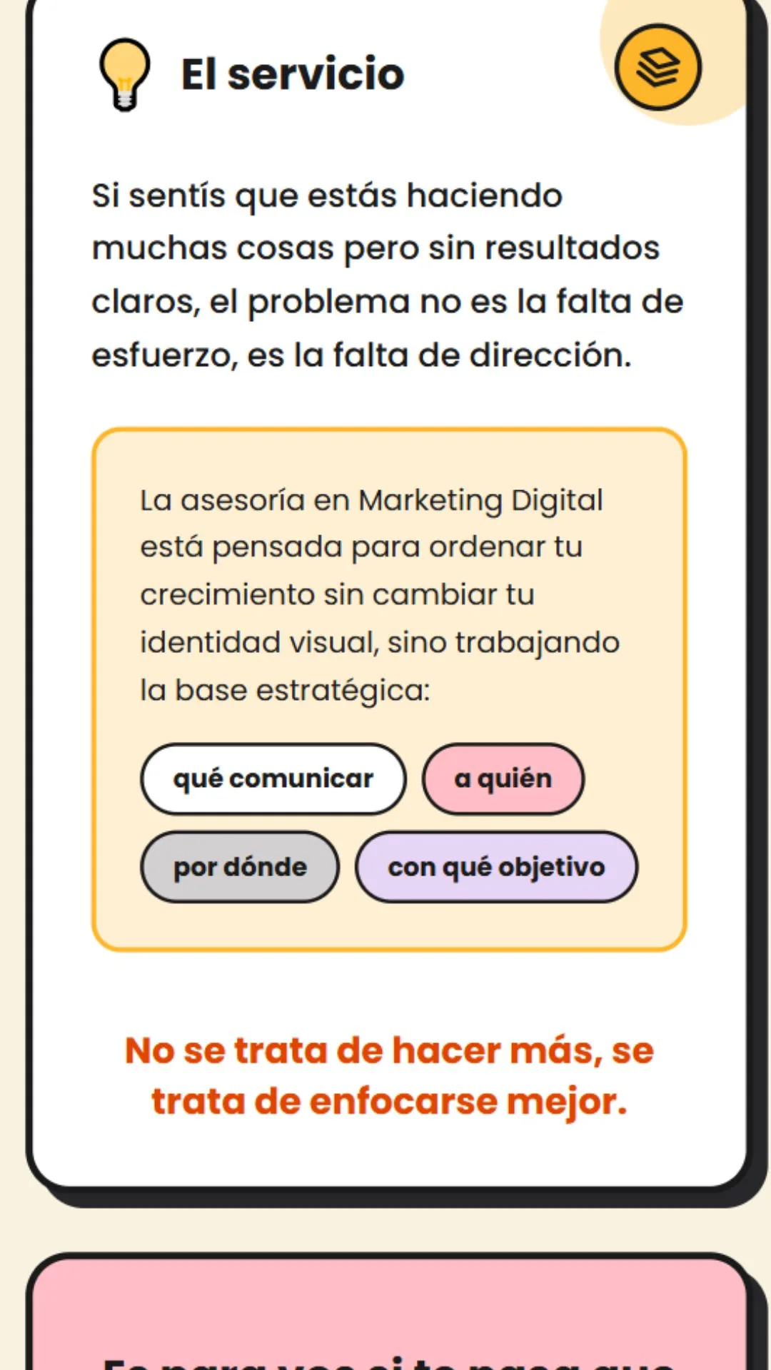 Sección de servicios de Arrancandonga en móvil