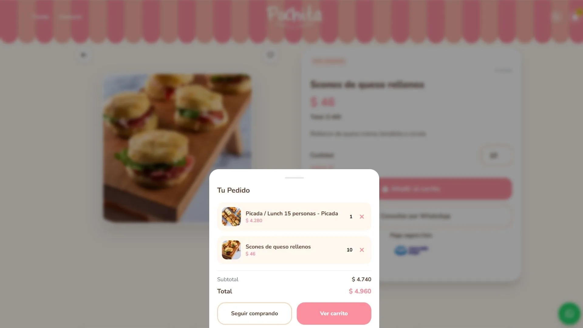 Checkout personalizado de Pochita, tienda WooCommerce de postres artesanales con MercadoPago