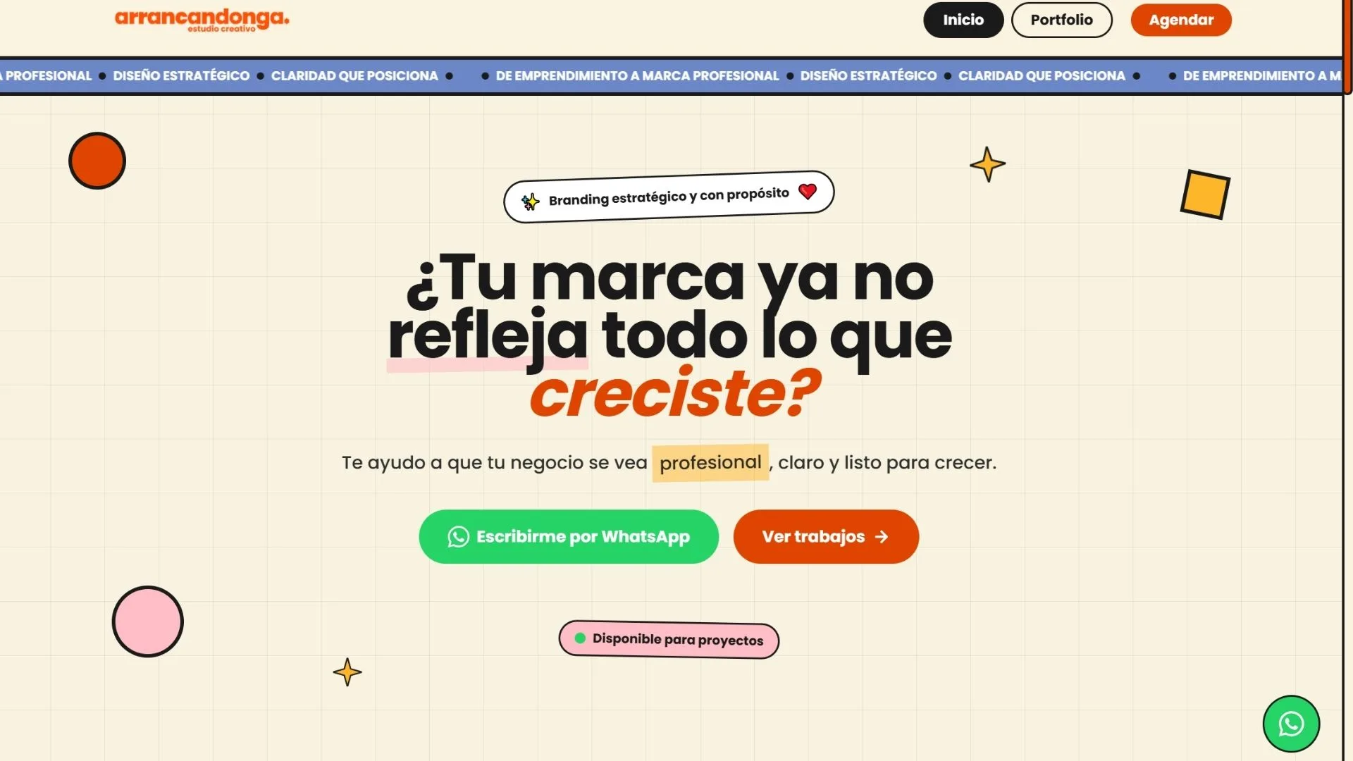 Arrancandonga — home del estudio de branding uruguayo con identidad playful