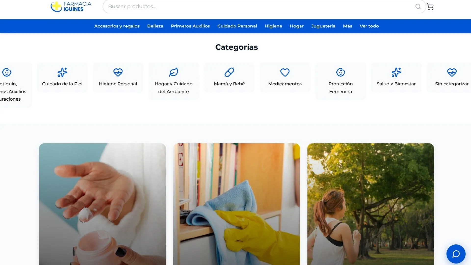 Farmacia Iguines — home de la farmacia online con buscador, chat en vivo y bot de IA