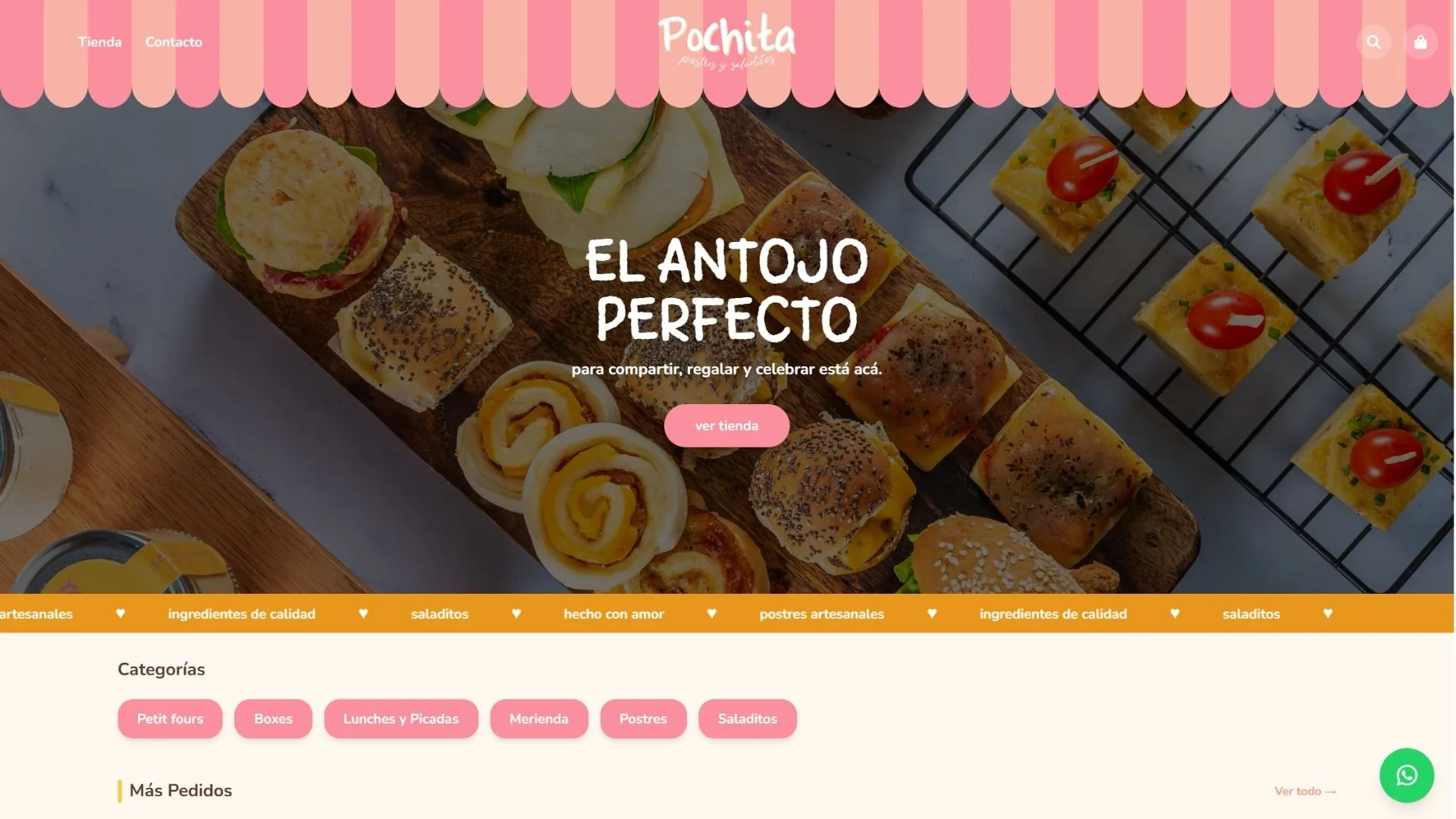 Home de Pochita, tienda online de postres artesanales en Uruguay con diseño WooCommerce custom